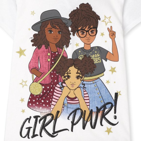 The Childrens Place Girls PWR Graphic Tee WHITE Short Sleeve- L (10/12) NWT - Picture 2 of 5